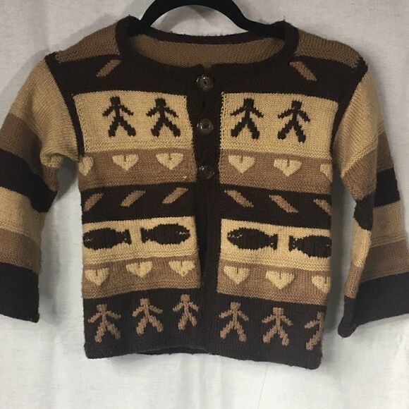 Girls Small brown tan sweater long sleeved warm - Picture 1 of 2